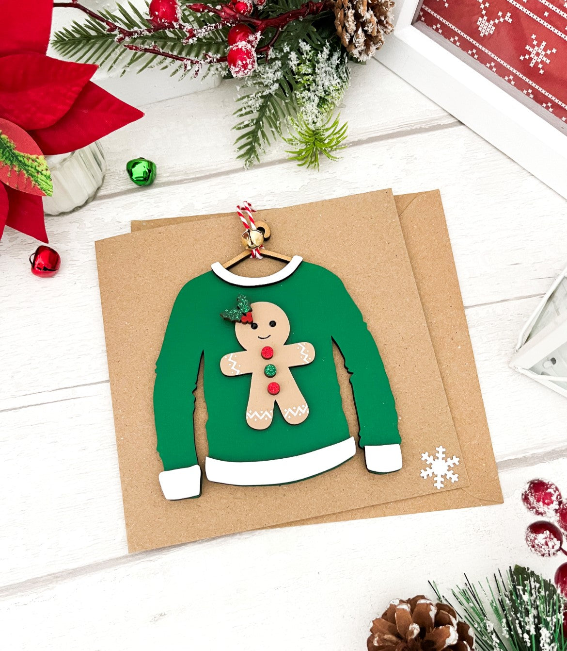 Gingerbread Christmas Jumper Hanging Tree Decoration Gift - Sweet Pea Wooden Creations