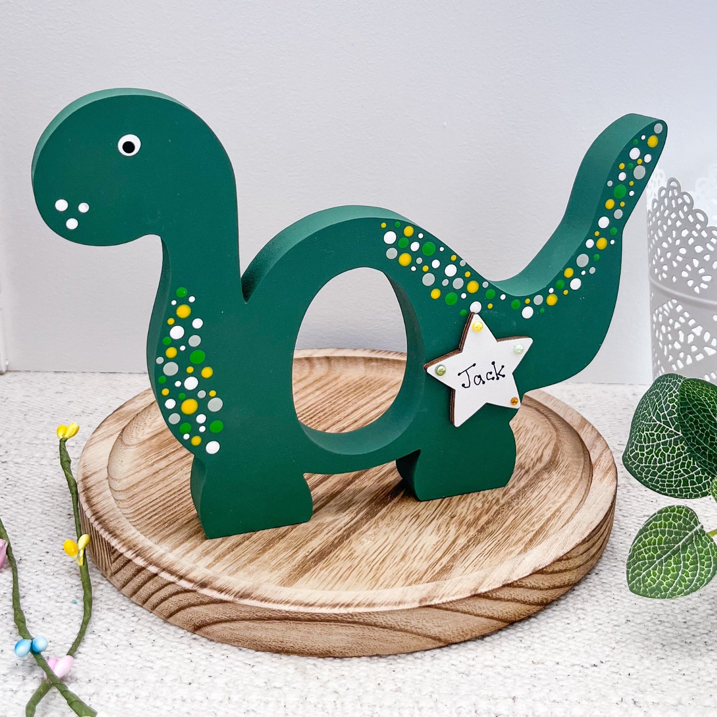 Green Dinosaur Easter Egg Holder, Personalised - Sweet Pea Wooden Creations