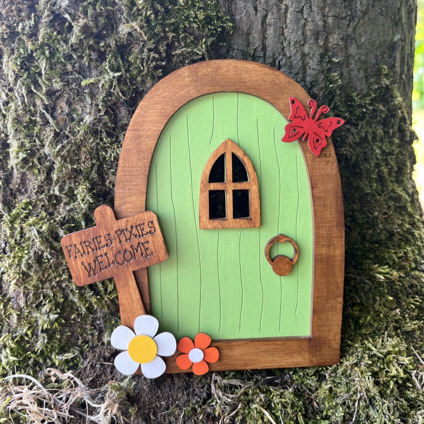 Green Garden Fairy Door - Sweet Pea Wooden Creations