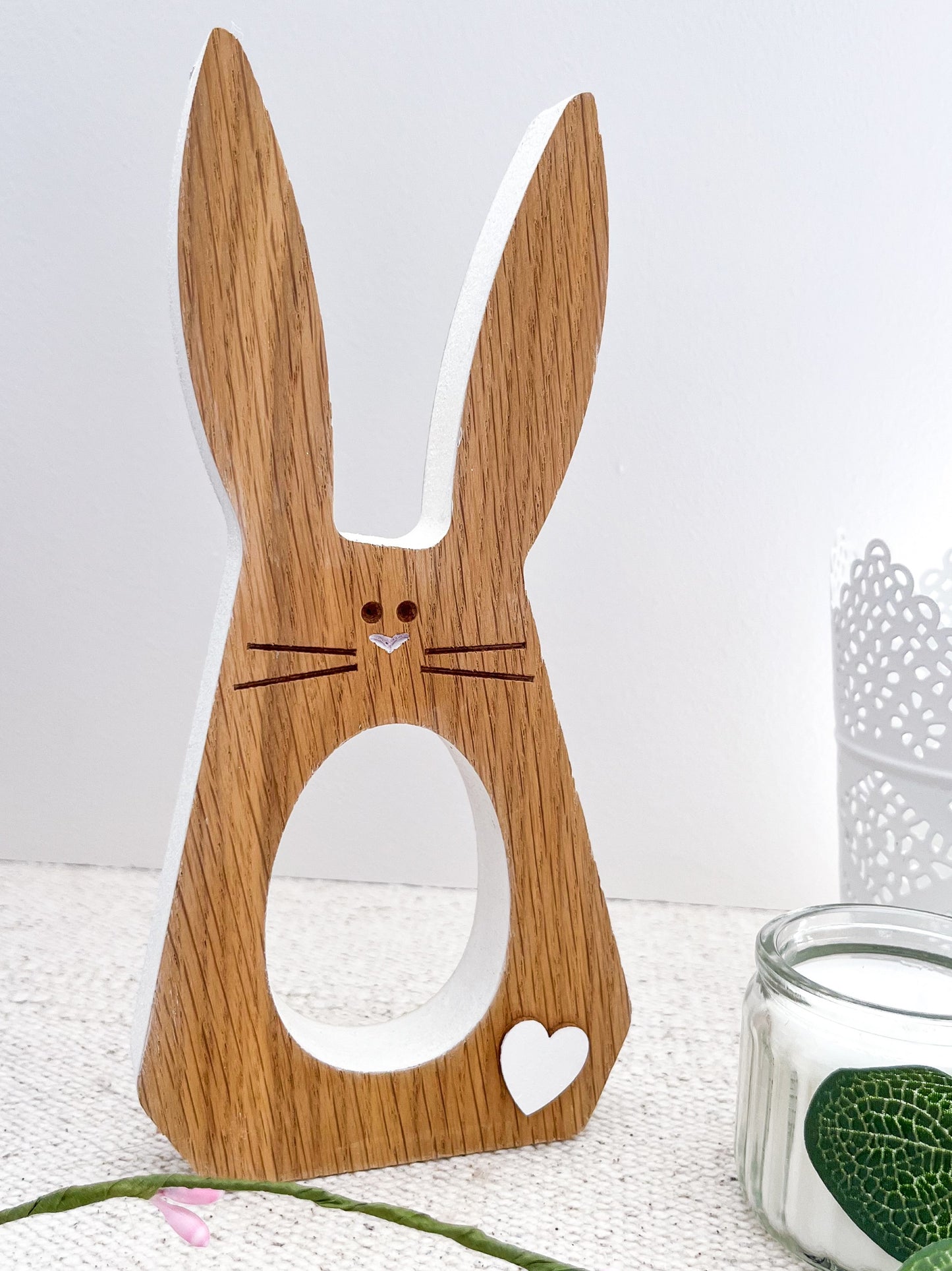 Oak Veneer Bunny Decoration, Easter Kinder Egg Holder - Sweet Pea Wooden Creations