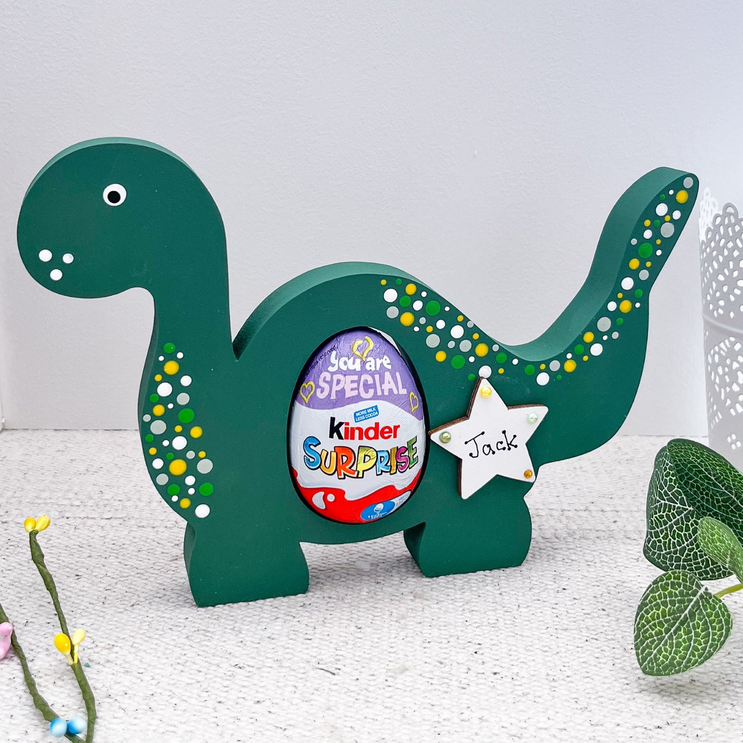 Dinosaur Kinder Egg Holder, Personalised - Sweet Pea Wooden Creations
