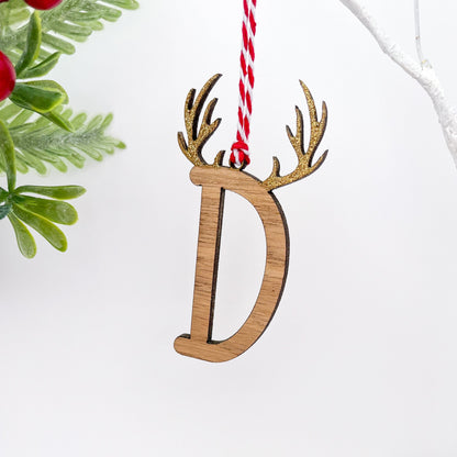 Antler Initial Christmas Tree Decoration