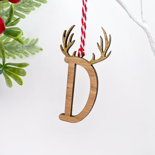 Antler Initial Christmas Tree Decoration