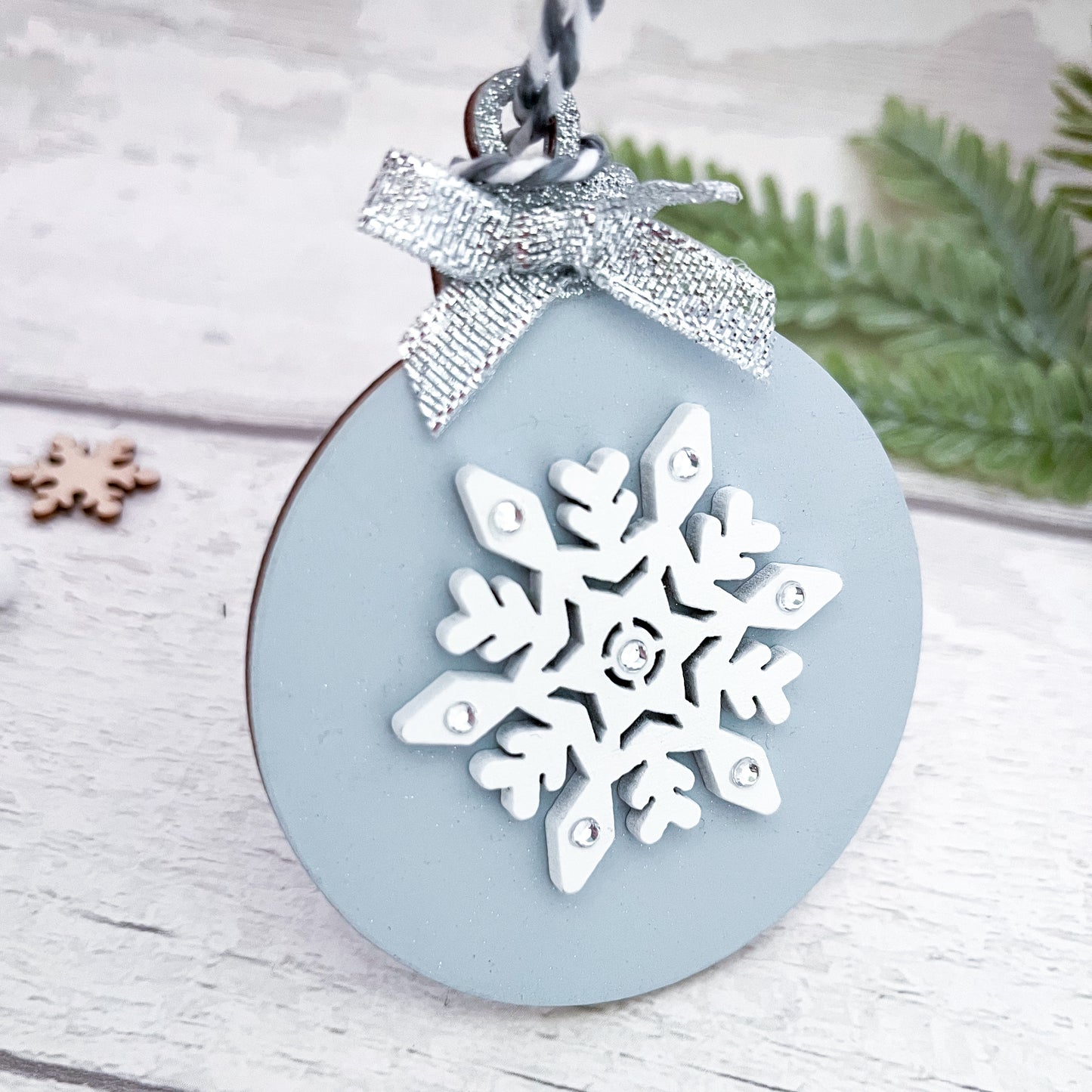 Blue Snowflake Bauble - Sweet Pea Wooden Creations