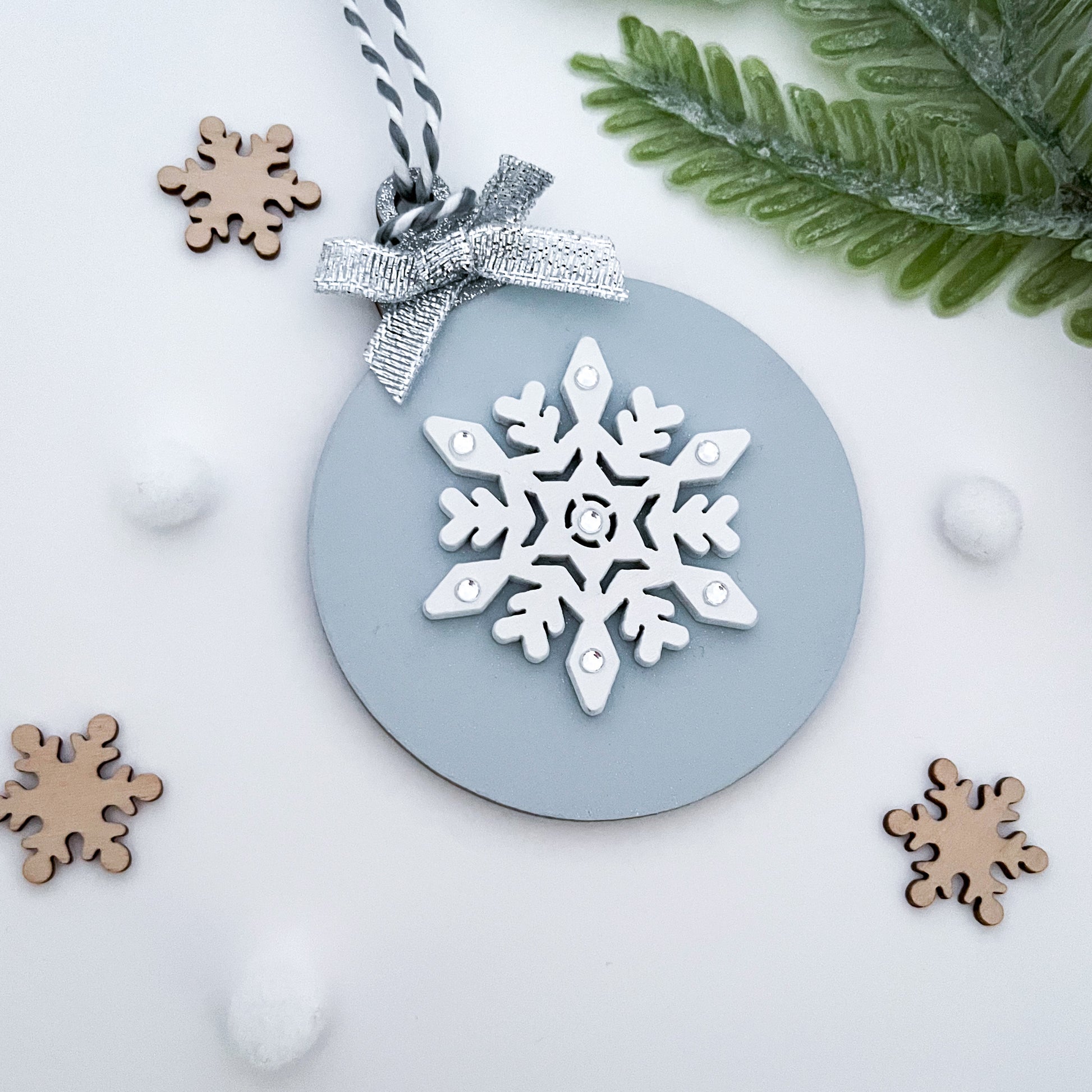 Blue Snowflake Bauble Decoration - Sweet Pea Wooden Creations
