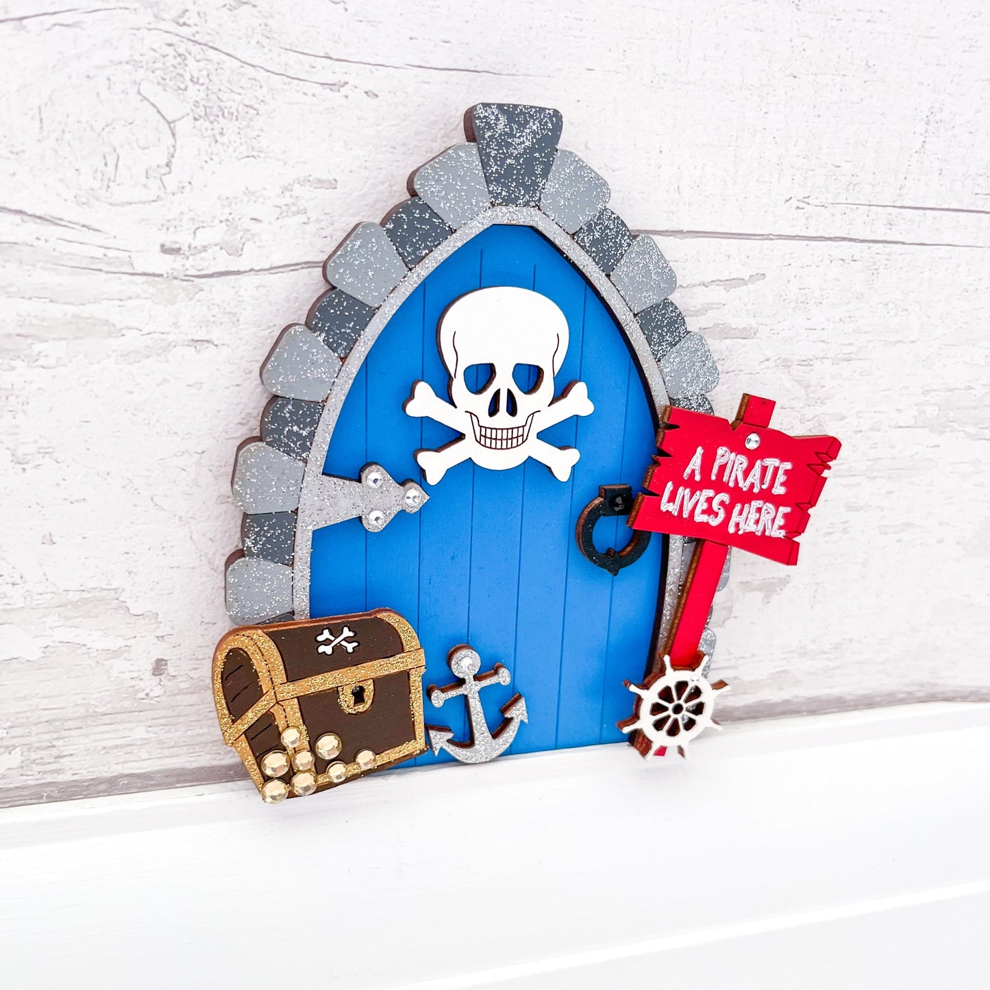 Pirate fairy door for kids' rooms, unlocking a world of magical escapades - Sweet Pea Wooden Creations