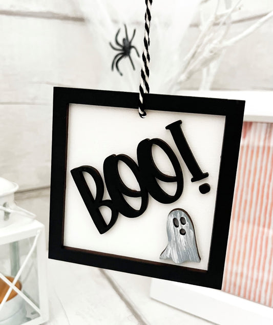 Boo Hanging Decoration - Sweet Pea Wooden Creations