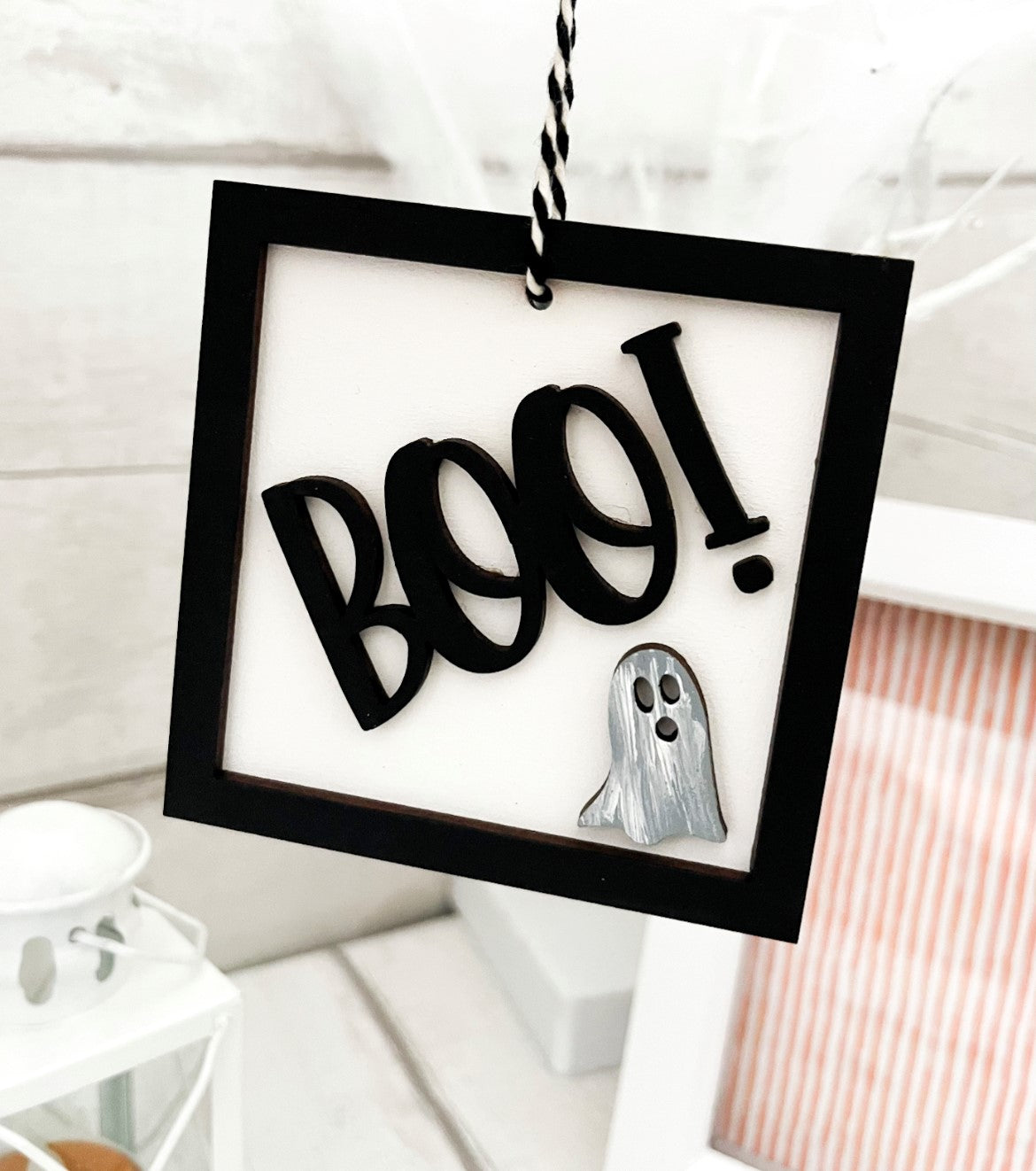 Boo Hanging Decoration 1 - Sweet Pea Wooden Creations
