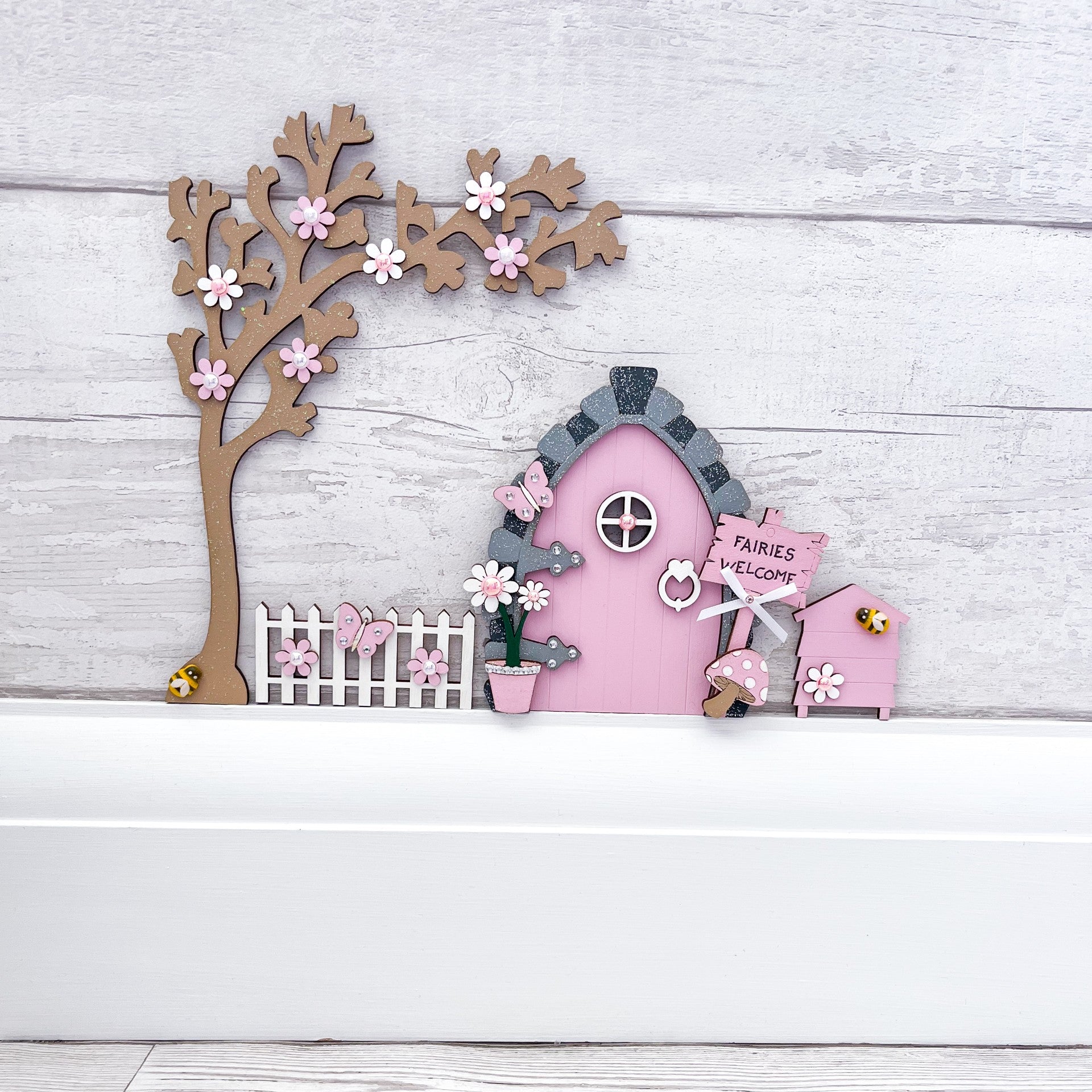 Candy Pink Fairy Door Set - Sweet Pea Wooden Creations