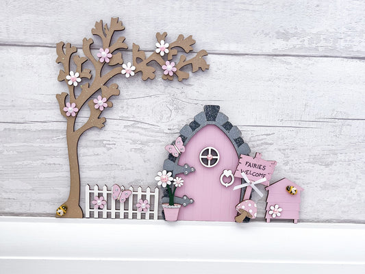Candy Pink Fairy Door Set - Sweet Pea Wooden Creations