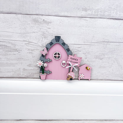 Candy Pink Fairy Door With Beehive - Sweet Pea Wooden Creations