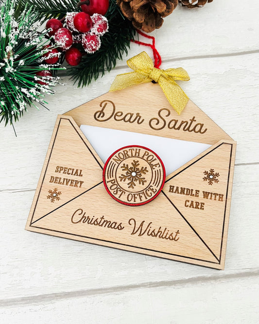 'Dear Santa' Christmas wishlist letter holder - Sweet Pea Wooden Creations