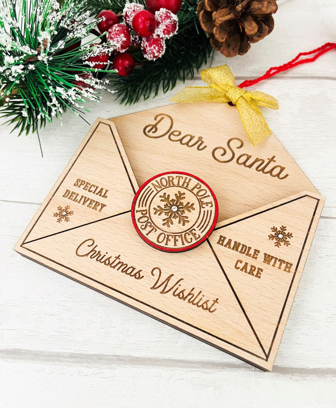 Wooden Christmas Letter Holder, Dear Santa - Sweet Pea Wooden Creations