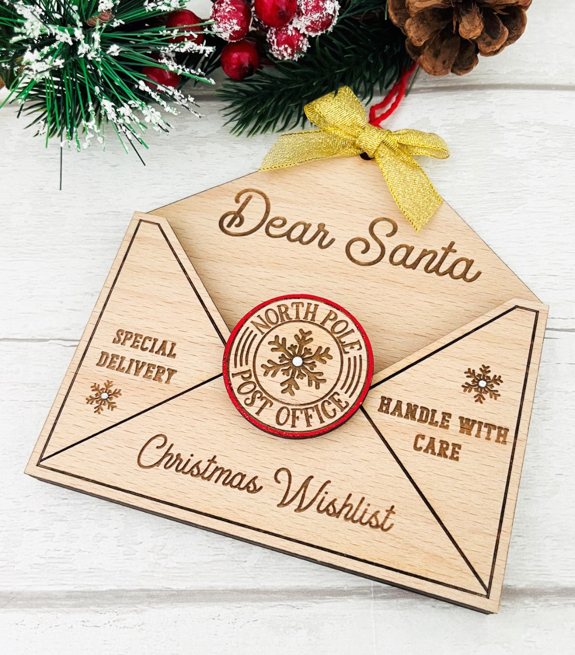 Christmas 'Dear Santa' Wishlist Holder - Sweet Pea Wooden Creations