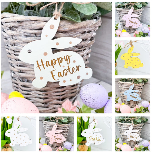 Personalised Easter Bunny Tree Decoration, Easter Basket Name Tag