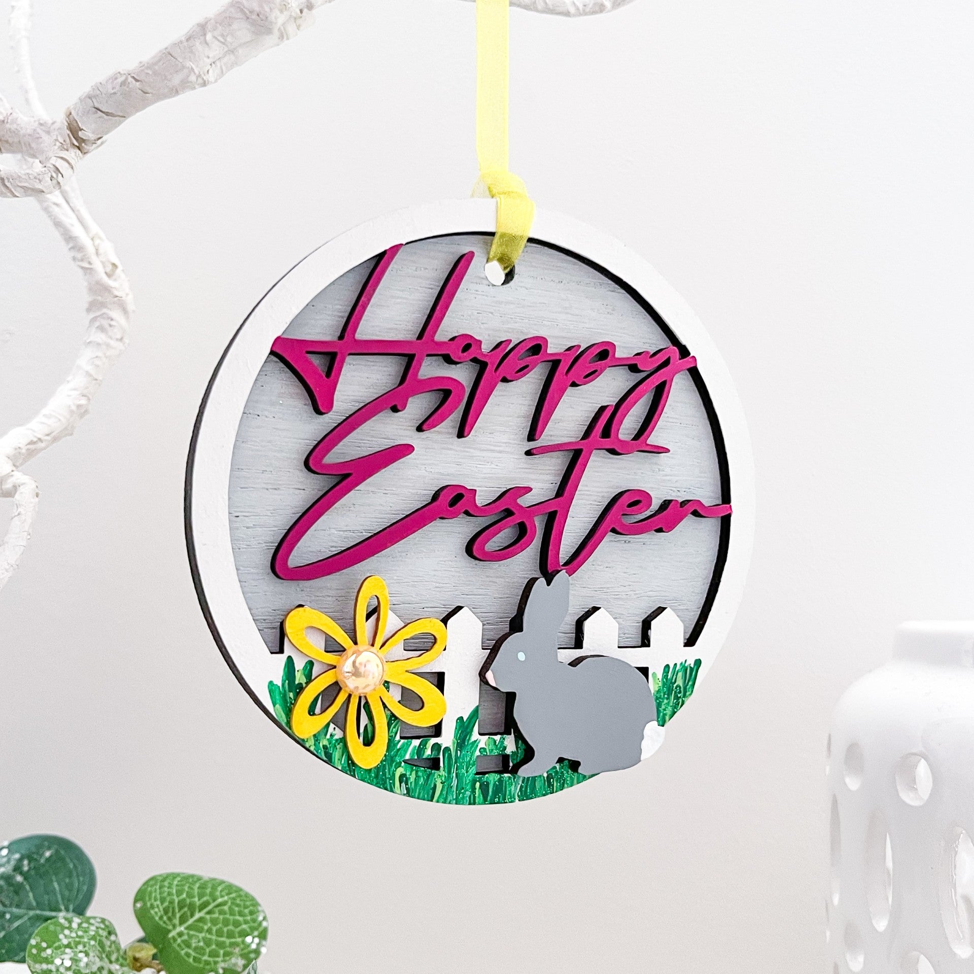 Easter Tree Decoration, Happy Easter Sign - Sweet Pea Wooden Creations