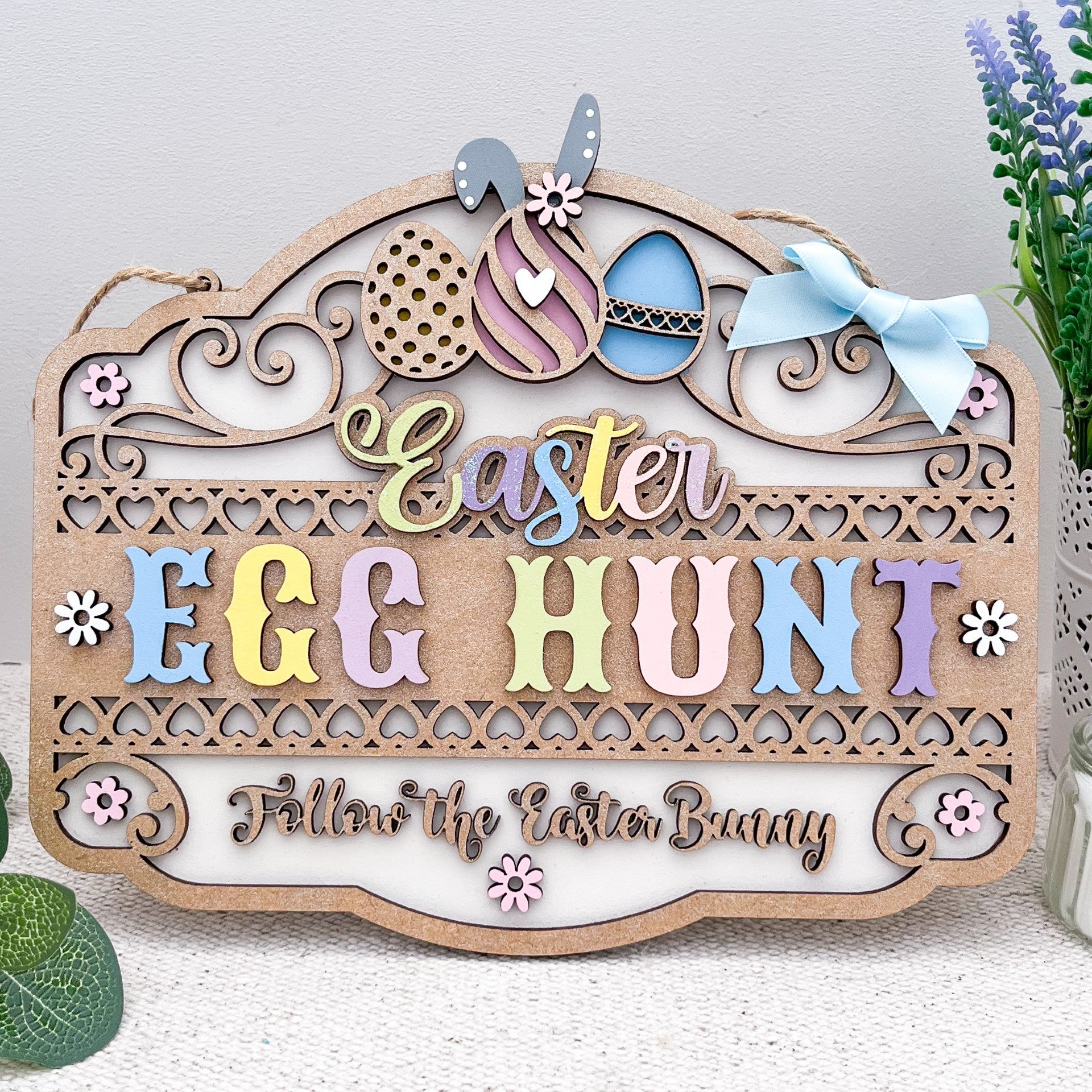 Easter Egg Hunt Hanging Sign Plaque - Sweet Pea Wooden Creations
