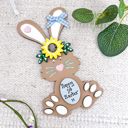Easter Gift For Baby, Personalised Easter Bunny Hanging Decoration - Sweet Pea Wooden Creations
