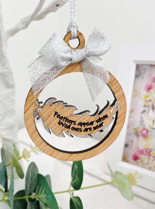 Feathers Appear When Loved Ones Are Near Hanging Decoration - Sweet Pea Wooden Creations