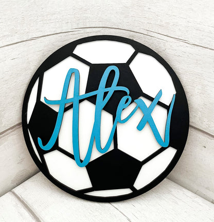 Personalised Kids Wooden Football Plaque - Sweet Pea Wooden Creations