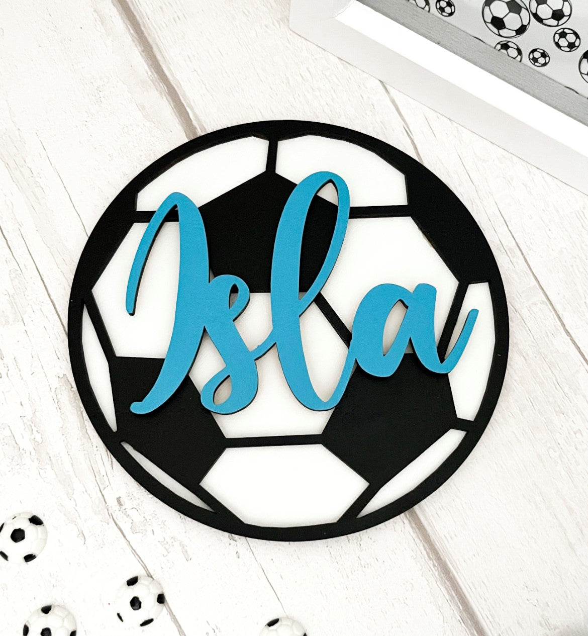 Personalised Football Kids Bedroom Name Plaque - Font 1
