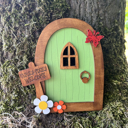 Green Garden Fairy Door - Sweet Pea Wooden Creations