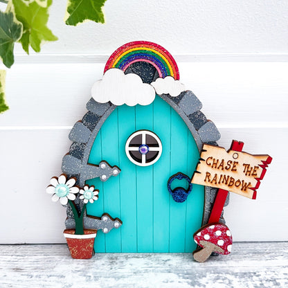 Handcrafted Rainbow Fairy Door - Sweet Pea Wooden Creations