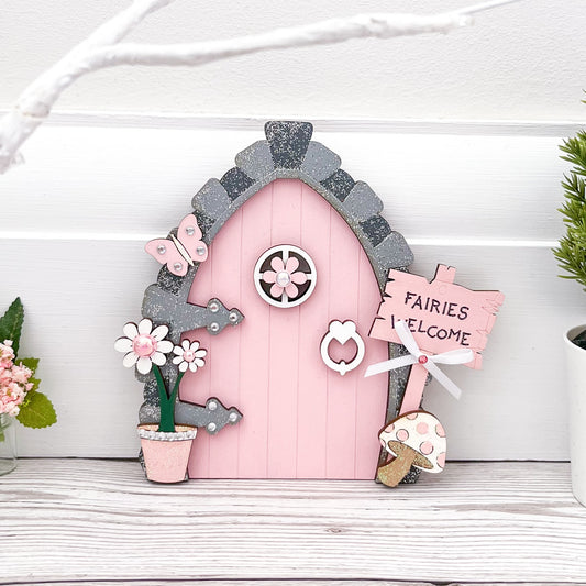 Handcrafted Blush Pink Fairy Door - Sweet Pea Wooden Creations
