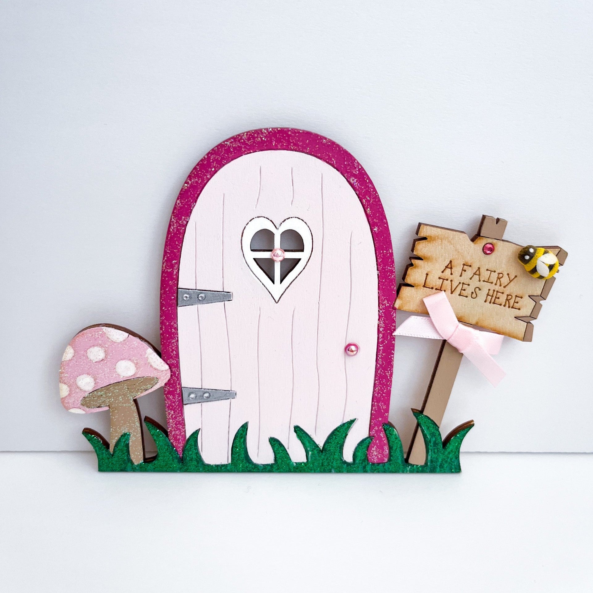 Handcrafted Magical Pink Mini Fairy Door Decoration - Sweet Pea Wooden Creations