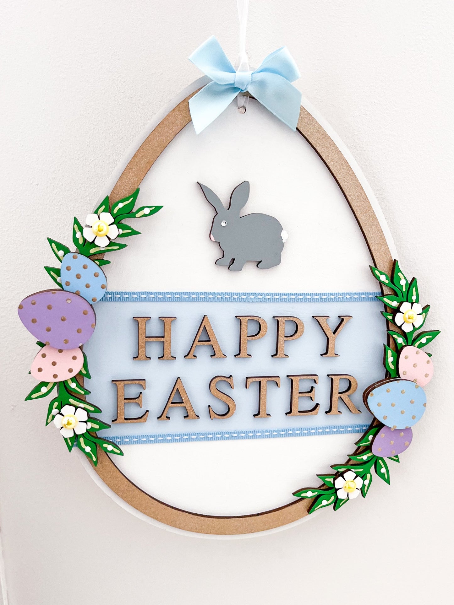 Happy Easter Hanging Egg Sign - Sweet Pea Wooden Creations