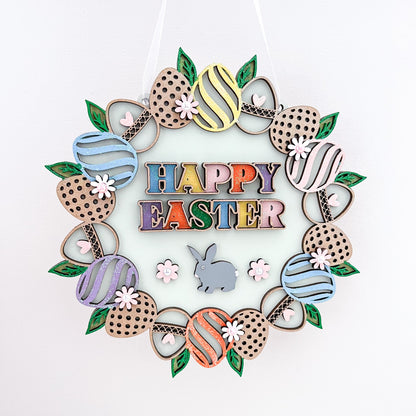 Happy Easter Round Hanging Sign - Sweet Pea Wooden Creations