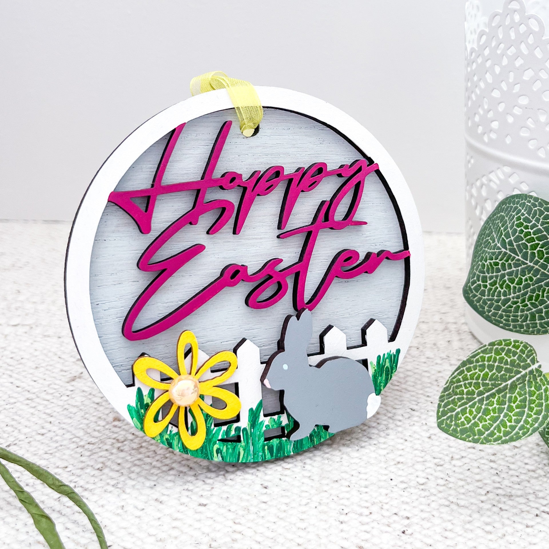 Happy Easter Spring Decor, Hanging Decoration - Sweet Pea Wooden Creations