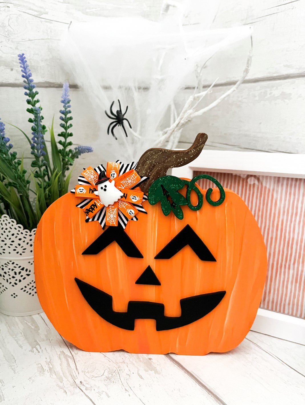 Happy Pumpkin Halloween Decoration - Sweet Pea Wooden Creations