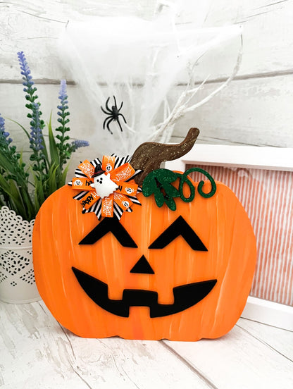 Happy Pumpkin Halloween Decoration - Sweet Pea Wooden Creations
