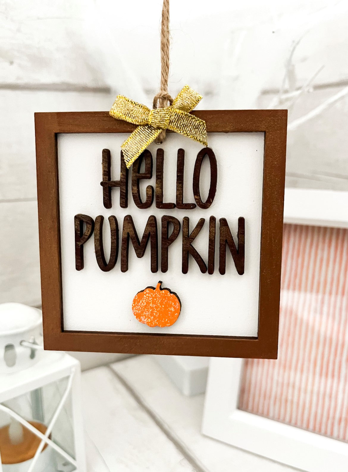 Hello Pumpkin Hanging Decoration - Sweet Pea Wooden Creations