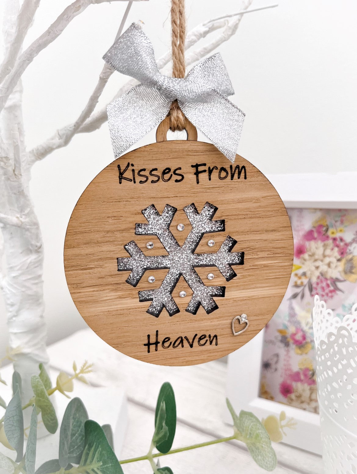 Kisses From Heaven Memorial Keepsake Decoration, Silver 1 - Sweet Pea Wooden Creations