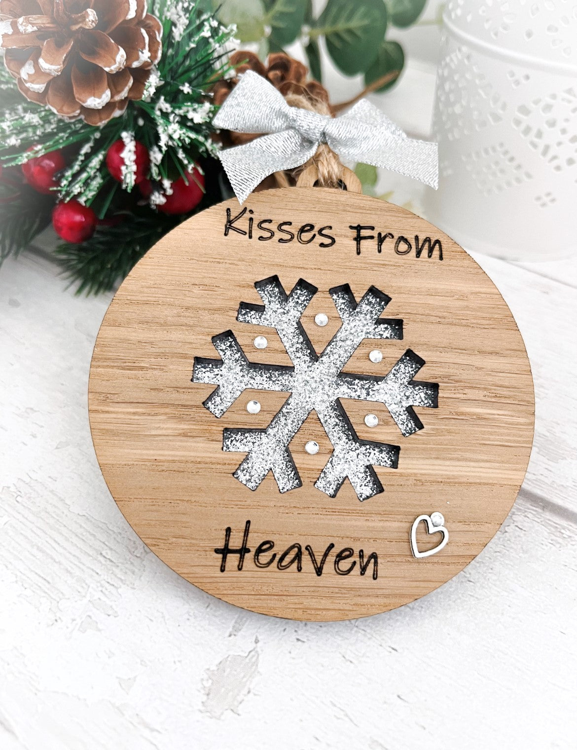 Kisses From Heaven Memorial Keepsake Decoration, Silver 5 - Sweet Pea Wooden Creations