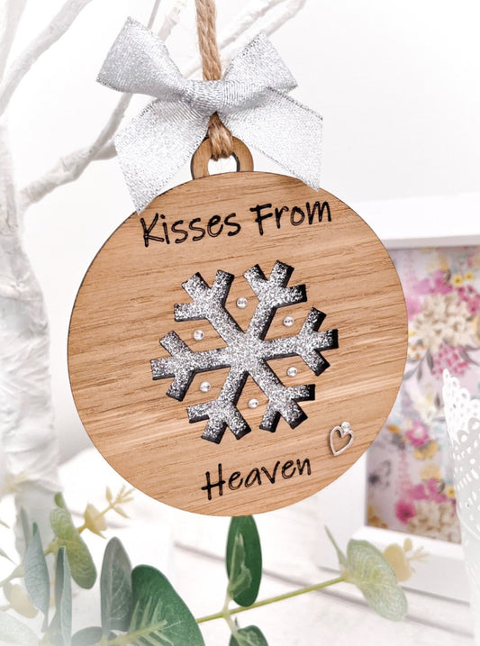 Kisses From Heaven Memorial Keepsake Decoration, Silver - Sweet Pea Wooden Creations
