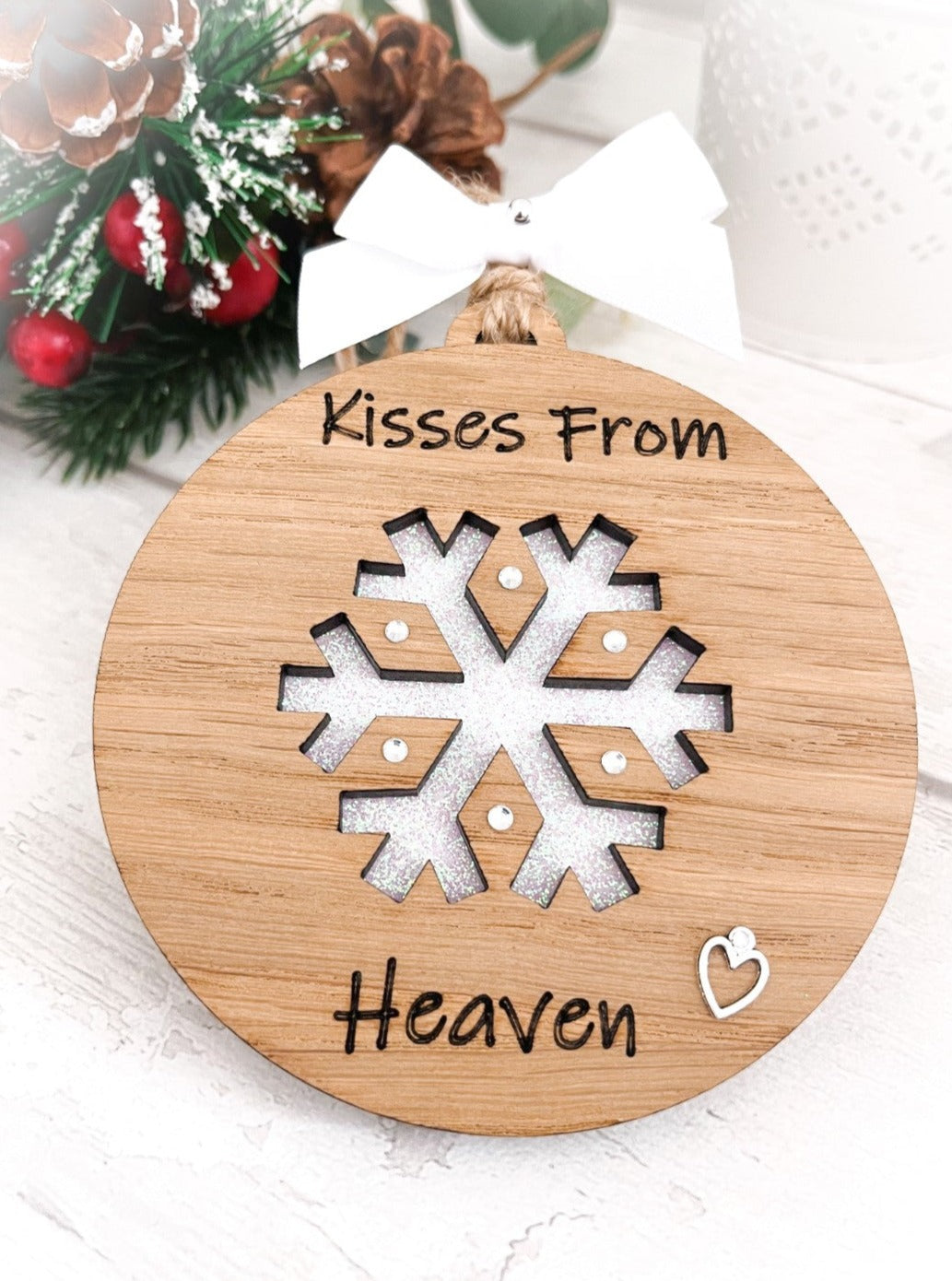 Kisses From Heaven Memorial Keepsake Hanging Decoration 9M - Sweet Pea Wooden Creations