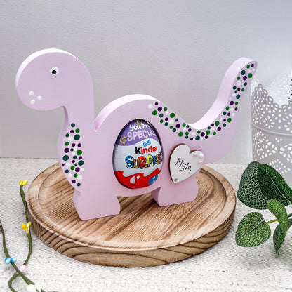 Lilac Dinosaur Decoration Easter Egg Holder, Personalised - Sweet Pea Wooden Creations
