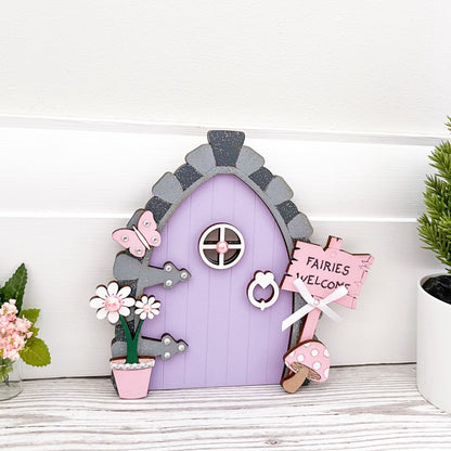 Lilac and Pink Fairy Door - Sweet Pea Wooden Creations