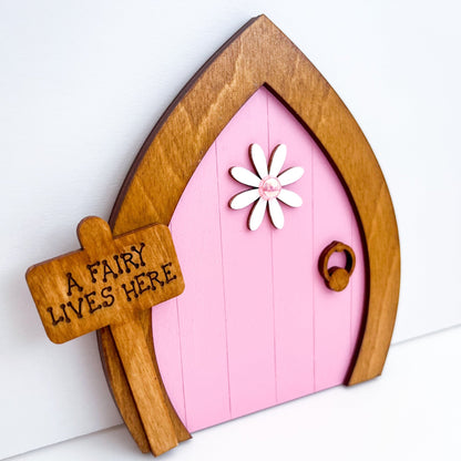 Magical Pink Daisy Garden Fairy Door - Sweet Pea Wooden Creations
