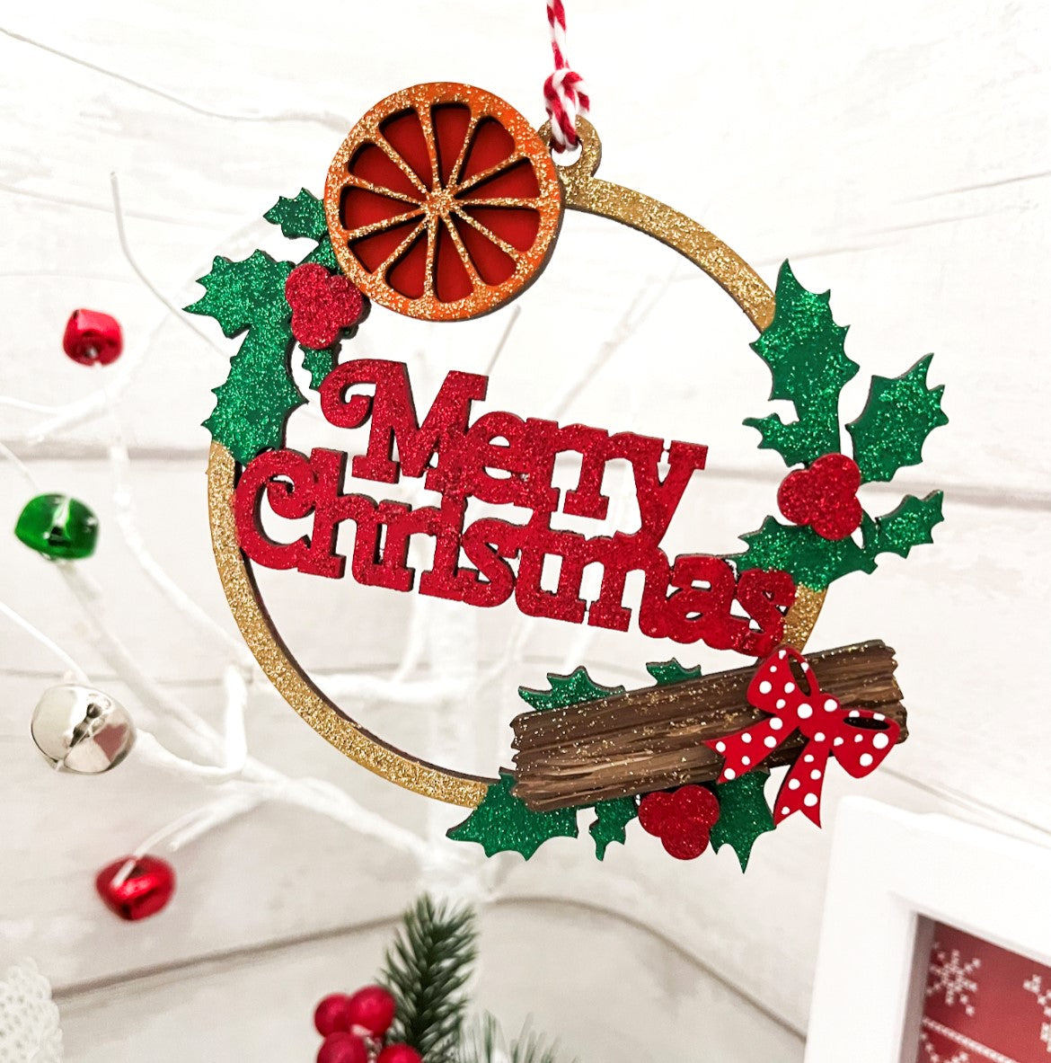 Merry Christmas Bauble, Tree Decoration 1 - Sweet Pea Wooden Creations