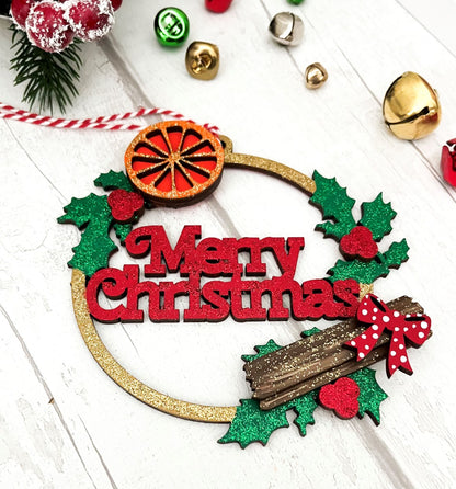 Merry Christmas Bauble, Tree Decoration 5 - Sweet Pea Wooden Creations