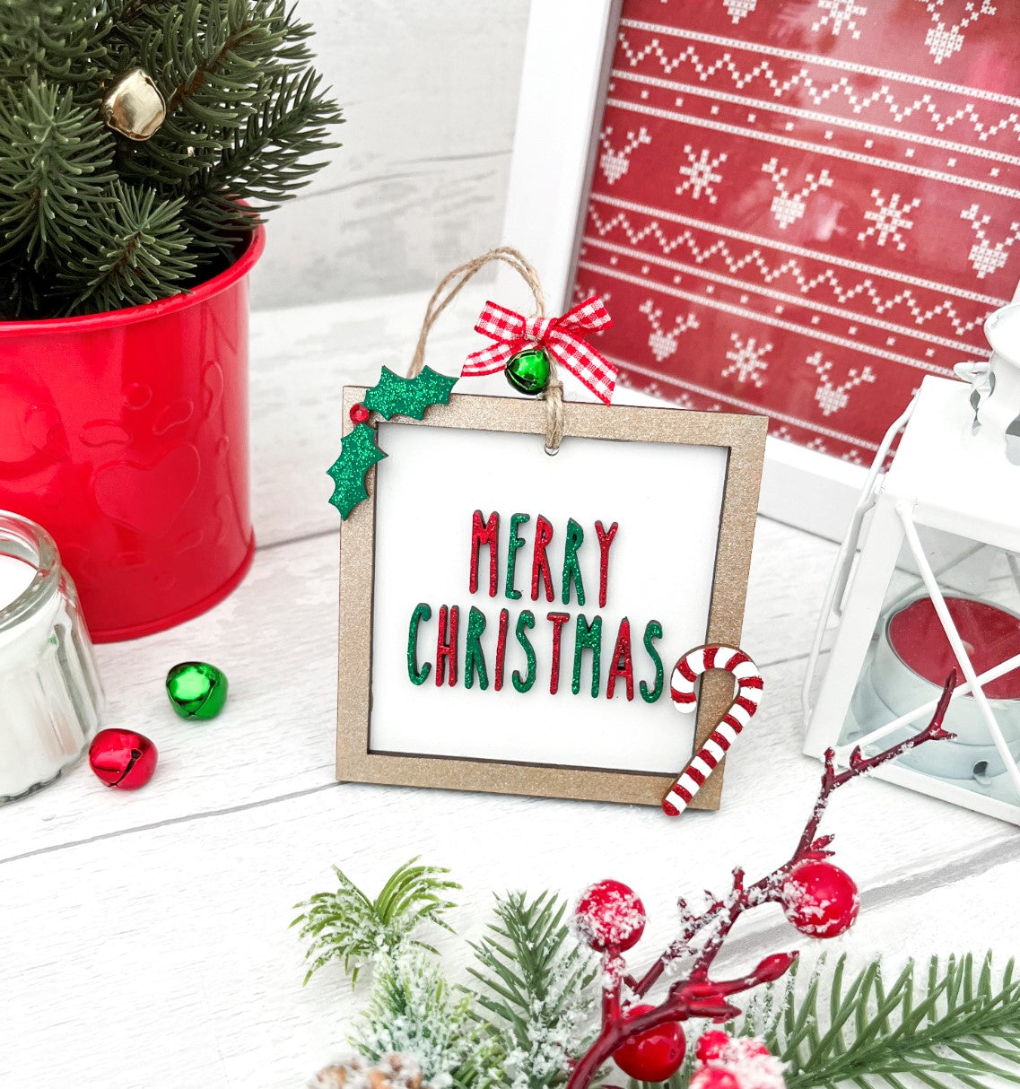 Merry Christmas Wooden Hanging Decoration 1 - Sweet Pea Wooden Creations