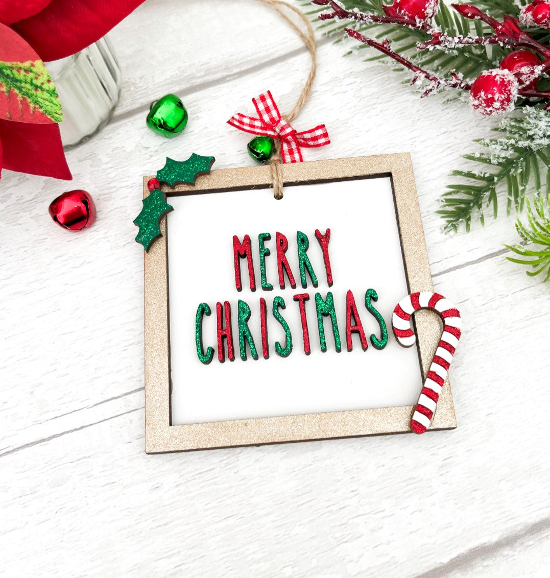 Merry Christmas Wooden Hanging Decoration 2 - Sweet Pea Wooden Creations