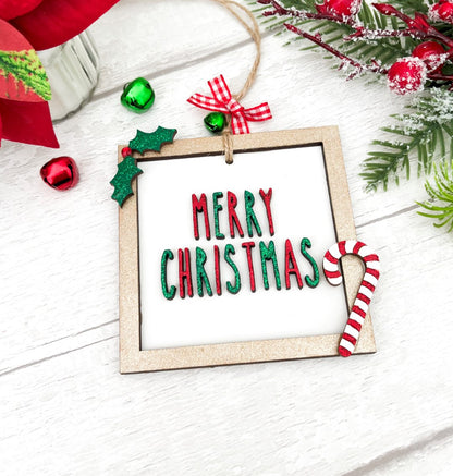 Merry Christmas Wooden Hanging Decoration 2 - Sweet Pea Wooden Creations