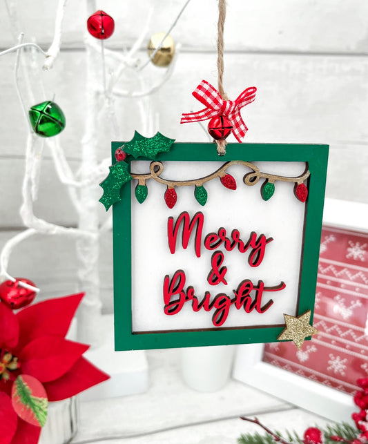 Merry & Bright Wooden Christmas Decoration - Sweet Pea Wooden Creations