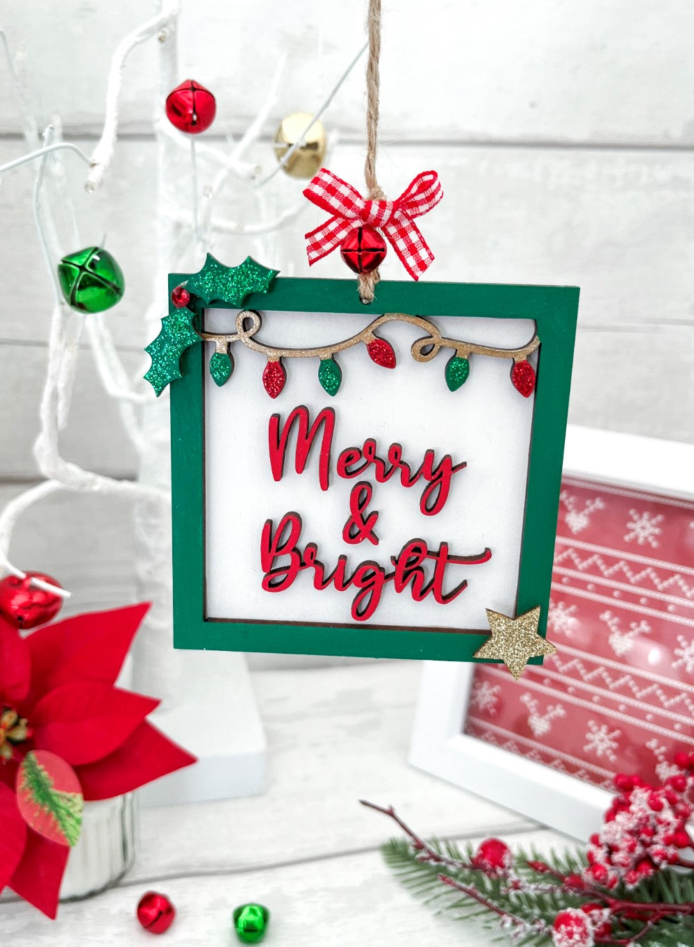 Merry & Bright Wooden Christmas Decoration 2 - Sweet Pea Wooden Creations