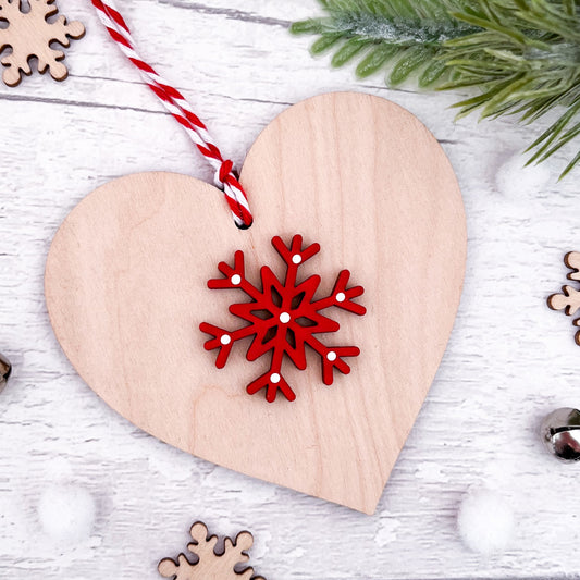 Nordic Heart Christmas Tree Ornament - Sweet Pea Wooden Creations
